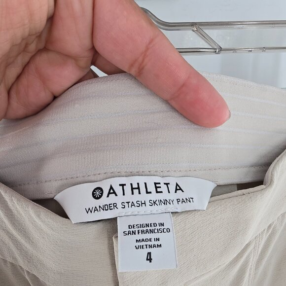 Athleta Wander Stash Skinny Hiking Travel Pants Alabone Beige sz 4 - Picture 3 of 7